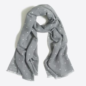 NWT J. Crew Factory Grey and White Polka Dot Scarf